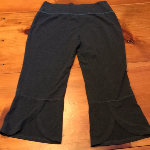 Green Apple Pants - GREEN APPLE Charcoal/Teal Bamboo Yoga Capri Flare